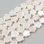 Electroplate Natural Freshwater Shell Beads Strands, Flower, Seashell Color, 10.5x11x3mm, Hole: 0.8mm, about 35pcs/strand, 14.84 inch~14.96 inch(37.7cm~38cm)es(37.7cm~38cm)(SHEL-T017-08)