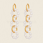 304 Stainless Steel Round Ring Hoop Earrings, with Imitation Pearl, Real 18K Gold Plated, 70x16mm(DS4927)