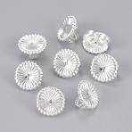 Brass Ear Nuts, Nickel Free, Butterfly Earring Backs for Post Earrings, Flower, Silver Color Plated, 9x4.5mm, Hole: 0.8mm(KK-L198-008S)