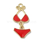 Golden Tone Alloy Enamel Pendants, Bikini Charms, Red, 30x14x4.5mm, Hole: 2mm(ENAM-O052-01G-01)