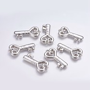 CCB Plastic Pendants, Heart Key, Platinum, 46x24x5.5mm, Hole: 2.5mm(CCB-G006-115P)
