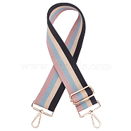 Cotton Cloth Stripe Pattern Bag Strap, with Alloy Finding, Bag Replacement Accessories, Colorful, 72~1290x5x0.2~0.4cm(FIND-WH0077-75B)