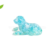 Resin Dog Display Decoration, with Natural Aquamarine Chips inside Statues for Home Office Decorations, 48x30mm(PW-WGF94F5-16)