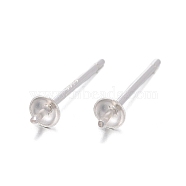 Sterling Silver Ear Stud Findings, Earring Posts, Silver, 12.5x3mm, Pin: 0.7mm(X-STER-A003-99)