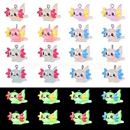 24Piece 8 Styles Transparent Resin pendant Axolotl Luminous Resin Pendant DIY Decorative Accessories, Mixed Color, 26x23.5mm, Hole: 2mm, 3Piece/Styles(JX870A)