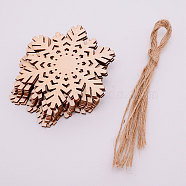 Boxwood Pendants, with Hemp Ropes, Snowflake, for Christmas, BurlyWood, 100x88x2.4mm, Hemp Ropes: 1x365mm(WOOD-WH0108-30)