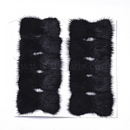 Faux Mink Fur Rectangle Decoration, Pom Pom Ball, for DIY Bowknot Hair Accessories Craft, Black, 11.3~12x5.5~6cm, about 10pcs/board(FIND-S320-01C-13)