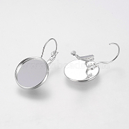 Brass Leverback Earring Findings, Nickel Free, Silver Color Plated, 30x18mm, Tray: 16mm(KK-C1244-16mm-S-NF)