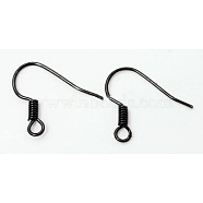 Brass Earring Hooks, with Horizontal Loop, Gunmetal, 15~17.5mm, Hole: 1.5mm(X-KK-Q367-B)