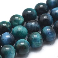 Natural Tiger Eye Bead Strands, Dyed & Heated, Round, 4mm, Hole: 0.8mm, about 15.3 inch long, 95pcs/strand(G-I224-02-4mm)
