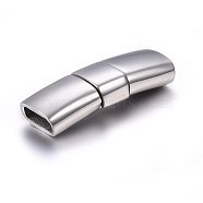 304 Stainless Steel Fold Over Clasps, Curved Rectangle, Stainless Steel Color, 22x8x4.5mm, Hole: 2.5x6mm(X-STAS-E440-87B-P)