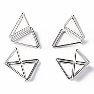 Mini Iron Place Card Holders, Cute Table Card Holders, for Wedding, Parties, Triangle, Platinum, 17x23x24~30mm(ODIS-N022-02P)