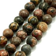 Natural Leopard Skin Jasper Beads Strands, Round, 12mm, Hole: 1.2mm, about 32pcs/strand,  14.76 inch(37.5cm)(G-I199-23-12mm)