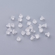 Plastic Ear Nuts, Earring Backs, Clear, 3.5x4mm, Hole: 0.3mm(KY-G006-04-B)