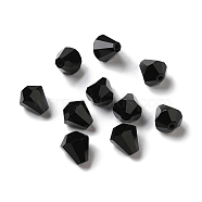 Glass Imitation Austrian Crystal Beads, Faceted, Diamond, Black, 10x9mm, Hole: 1mm(GLAA-H024-13D-21)
