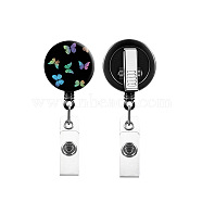 Plastic Butterfly Retractable Badge Reel, ID Card Badge Holder with Rotatable Iron Alligator Clips, for Nurses Students Teachers, Colorful, 32mm(BUER-PW0001-097B-01)