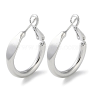 999 Sterling Silver Ring Hoop Earrings, Platinum, 22x5mm(EJEW-P296-22P)