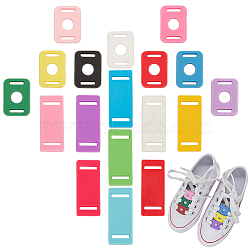 36Pcs 18 Style PVC Shoelace Buckles, Shoelace Decoration, Rectangle, Mixed Color, 25~40x16~17x2~3mm, Hole: 2.5~12.5mm, 2pcs/style(FIND-AR0004-64)