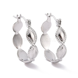 304 Stainless Steel Oval Wrap Hoop Earrings for Women, Stainless Steel Color, 20.5x19x5mm, Pin: 0.8mm(EJEW-G293-29P)