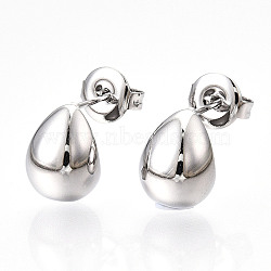 Non-Tarnish 304 Stainless Steel Stud Earrings, Teardrop, Stainless Steel Color, 10x8mm(EJEW-P258-29P)