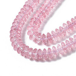 Crackle Glass Beads, Dyed & Heated, Rondelle, Pale Violet Red, 6x3.5mm, Hole: 1.2mm, about 147pcs/strand, 15.23 inch(38.7cm)(GLAA-S192-B-004C)