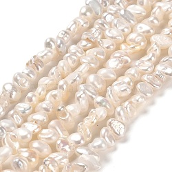 Natural Keshi Pearl Beads Strands, Cultured Freshwater Pearl, Baroque Pearls, Nuggets, Linen, 4~5x4~5x2.5~3.5mm, Hole: 0.7mm, about 88~95pcs/strand, 13.58''~14.17''(34.5~36cm)(PEAR-J007-12)