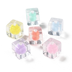 Transparent Acrylic Beads,  Bead in Bead, Cube, 12.5mm, Hole: 3mm(OACR-H112-04F)