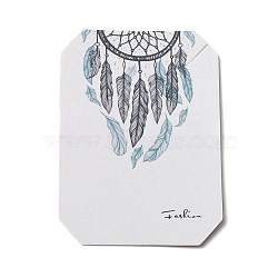 100Pcs Woven Web/Net with Feather Print Paper Jewelry Display Cards, for Earrings and Necklaces Display, Rectangle, 8x5.7x0.05cm(AJEW-Z021-01D)