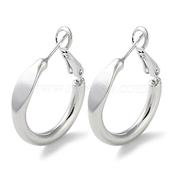 999 Fine Silver Ring Hoop Earrings, Platinum, 22x5mm(EJEW-P296-22P)