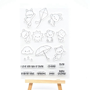 Animals & Kite Clear Silicone Stamps, for DIY Scrapbooking, Photo Album Decorative, Cards Making, Clear, 160x110mm