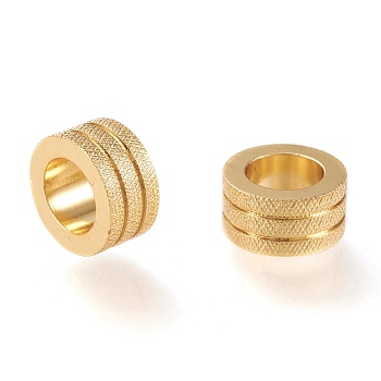 Brass European Style Beads, Large Hole Beads, Long-Lasting Plated, Column, Real 18K Gold Plated, 10x5mm, Hole: 6mm