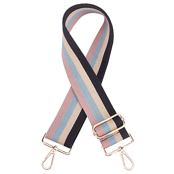 Cotton Cloth Stripe Pattern Bag Strap, with Alloy Finding, Bag Replacement Accessories, Colorful, 72~1290x5x0.2~0.4cm