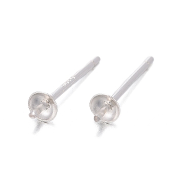 Sterling Silver Ear Stud Findings, Earring Posts, Silver, 12.5x3mm, Pin: 0.7mm