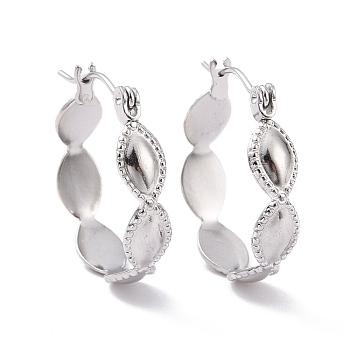 304 Stainless Steel Oval Wrap Hoop Earrings for Women, Stainless Steel Color, 20.5x19x5mm, Pin: 0.8mm