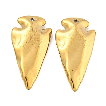 Electroplated Synthetic Non-Magnetic Hematite Pendants, Arrowhead Charms, Golden Plated, 45x24x8mm, Hole: 1.9mm