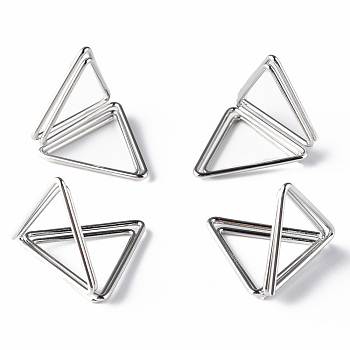 Mini Iron Place Card Holders, Cute Table Card Holders, for Wedding, Parties, Triangle, Platinum, 17x23x24~30mm