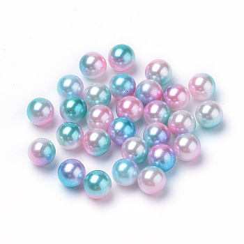 Rainbow Acrylic Imitation Pearl Beads, Gradient Mermaid Pearl Beads, No Hole, Round, Sky Blue, 3mm, about 37970pcs/500g