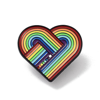 Rainbow Heart Alloy Enamel Pin Brooch, for Backpack Clothes, Colorful, 29.5x32.5x1.4mm