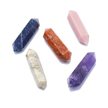 Natural Gemstone Beads, Healing Stones, Reiki Energy Balancing Meditation Therapy Wand, No Hole/Undrilled, Double Terminated Point, 54~55x13~16x12~14mm
