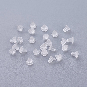 Plastic Ear Nuts, Earring Backs, Clear, 3.5x4mm, Hole: 0.3mm