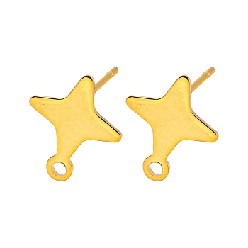 Star Shape 201 Stainless Steel Stud Earrings Findings, with 304 Stainless Steel Pins &  Horizontal Loops, Golden, 13.5x11mm, Hole: 1.4mm, Pin: 0.7mm.