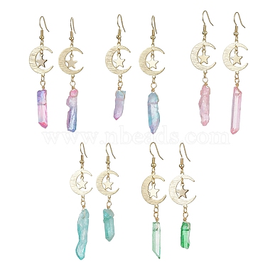 Mixed Color Moon Quartz Crystal Earrings
