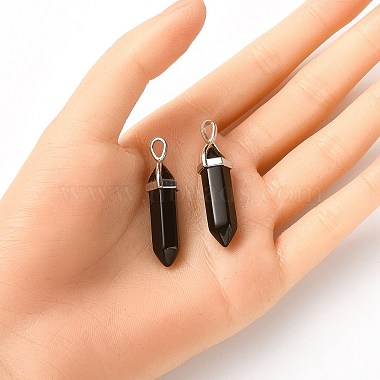 2Pcs Natural Obsidian Double Terminal Pointed Pendants(G-YW0002-04)-4