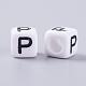 Letter P White Cube Letter Acrylic Beads for Name Jewelry Making(X-PL37C9308-P)-2