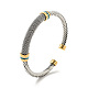 304 браслет в форме веревки из нержавеющей стали с открытой манжетой и стразами для женщин(BJEW-D449-01GP-03)-3