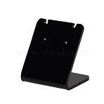 Organic Glass Earring Displays, Rectangle, Black, 35x34x27mm(X-EDIS-N001-03B)
