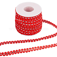 25M Metallic Yarn Lace Ribbons, Jacquard Ribbon, Garment Accessories, Red, 1/4 inch(8mm)(OCOR-GF0003-09A)