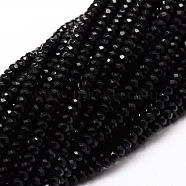 Dyed Natural Malaysia Jade Rondelle Beads Strands, Faceted, Black, 4x2~3mm, Hole: 1mm, about 115pcs/strand, 14 inch(G-E316-2x4mm-08)