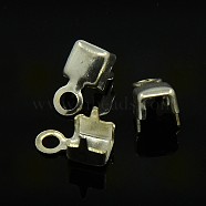 Brass Cup Chain Ends, Rhinestone Cup Chain Connectors, Silver, 7x3.5mm, Hole: 1.4mm, about 3.3mm inner diameter(X-EC288-2S)