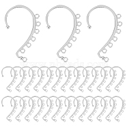 30Pcs Alloy Ear Cuff Findings, with 7 Horizontal Loop, Ear Wrap Earring Hooks for Non Piercing Earring Making, Silver, 58x35x2mm, Hole: 2.5mm(FIND-SC0003-94S)